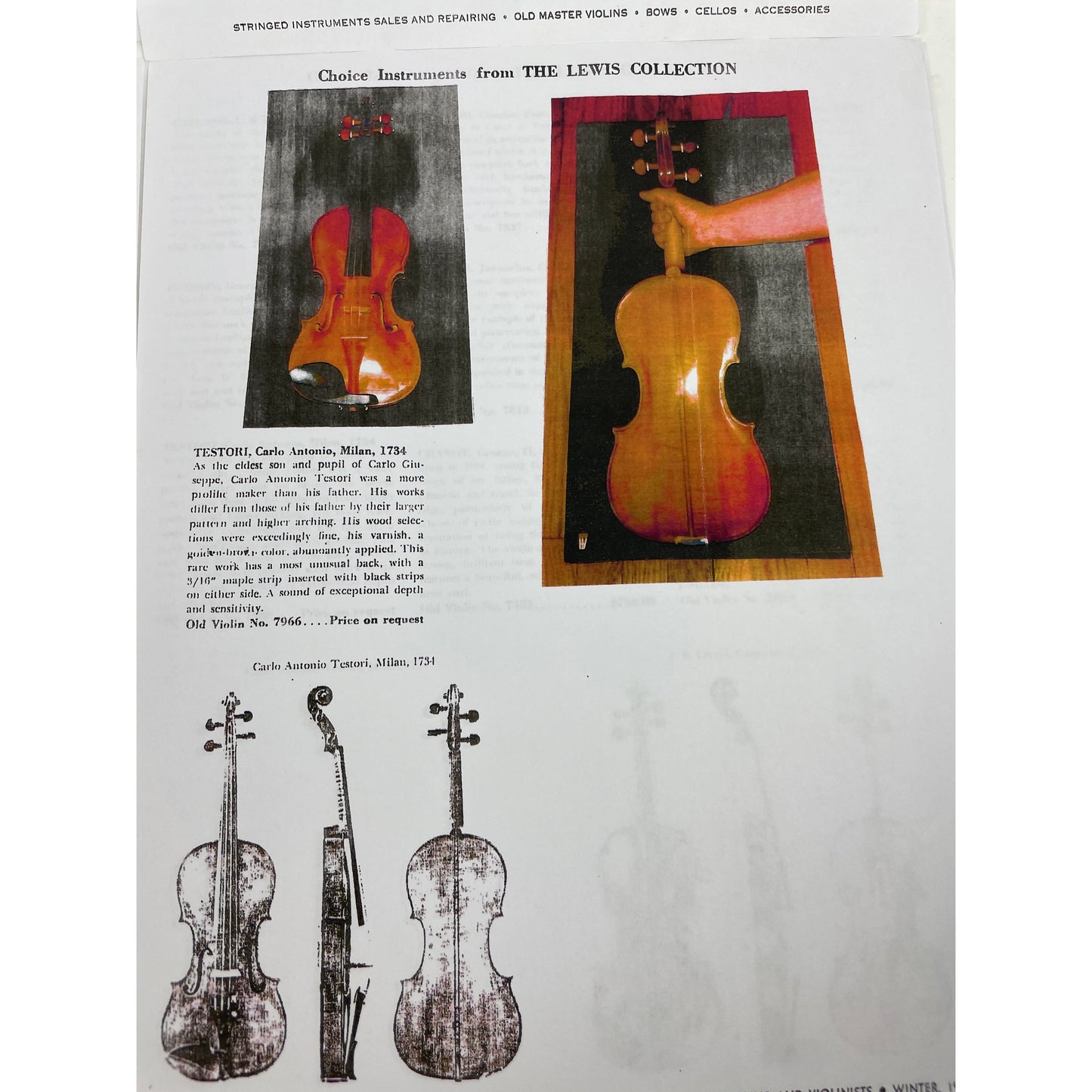 An Important Certified Carlo Antonio Testore Violin